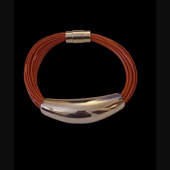 Emma Skye DSMK Stainless Steel Multi Cord Orange Red Size 7.25" Bracelet - Picture 4 of 10